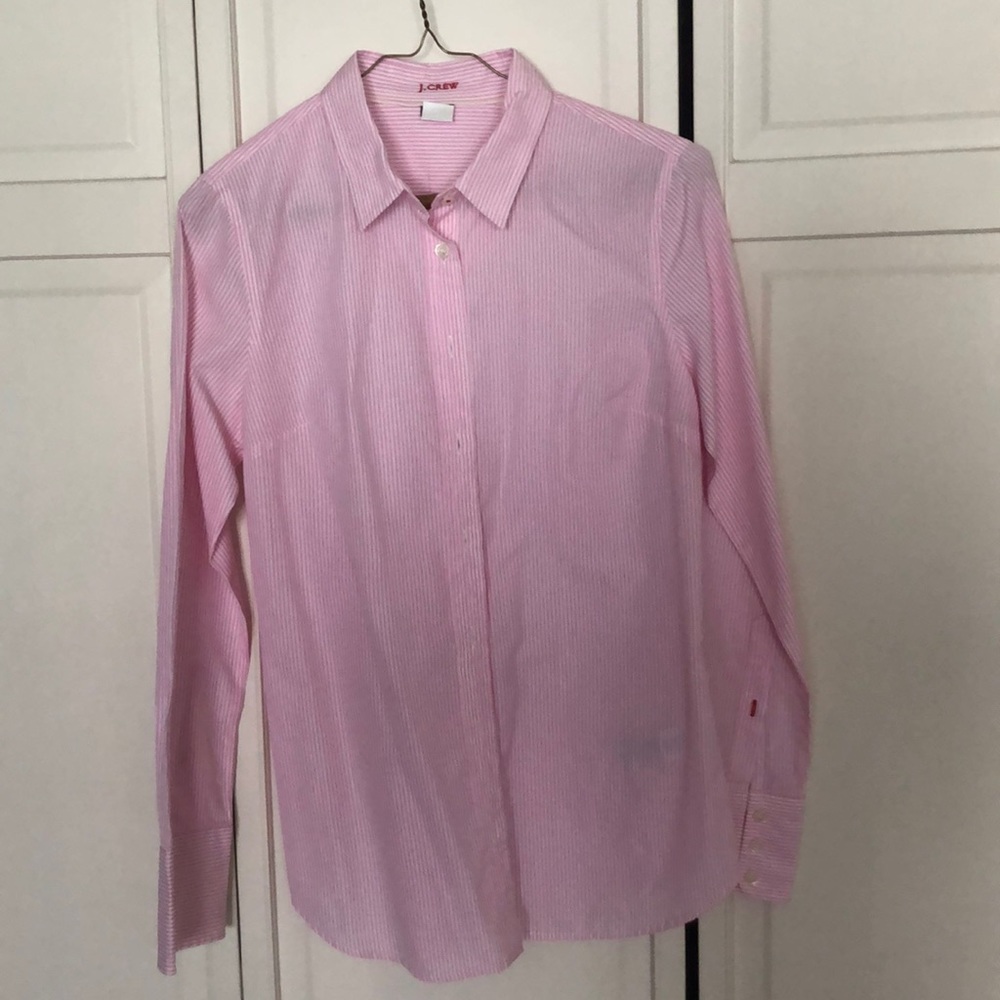J-crew white and pink striped button down